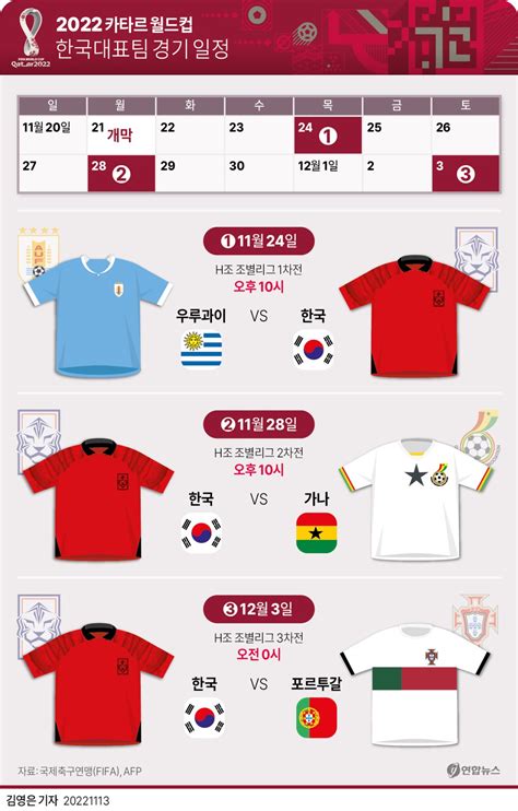 월드컵 일정 한국 대표팀